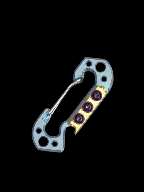 Copper Shed Blue Ano Ti W/Brass, Black, and Purple Hardware 