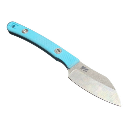 Hellbender Blade Co. New Small Fixed Blade Knife Magnacut Tiffany Blue G10 Leather Sheath