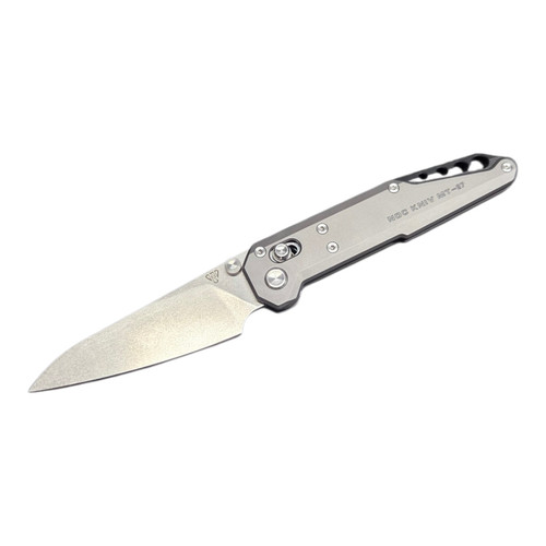 Noc Knives Blade Show 2026  Dark Feather MT-27 M390 Stonewashed Modified Sheepsfoot Blade, Blasted Titanium Handles, Reversible Clip
