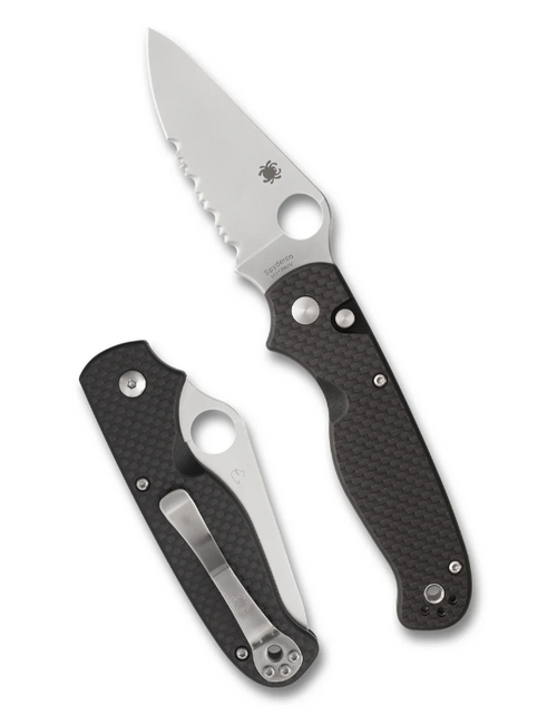 Spyderco ButtonUp Button Lock Knife Carbon Fiber (3.3" Satin Serr) C275CFPS