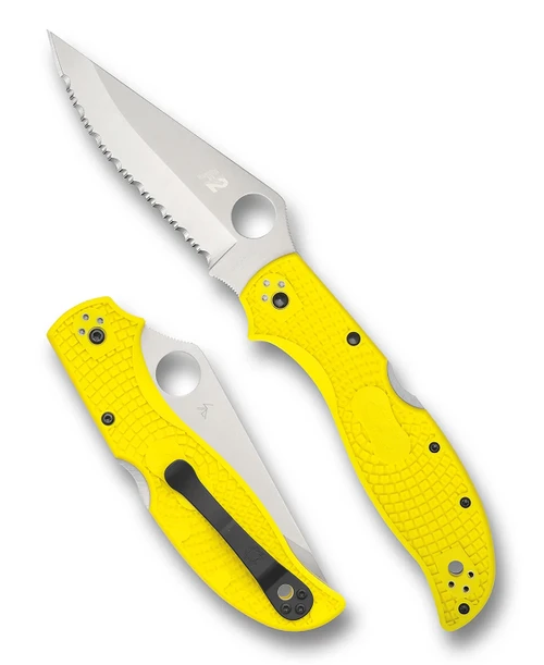 Spyderco Stretch 2 XL Lightweight Salt Yellow (4" Satin Serr) C258SYL