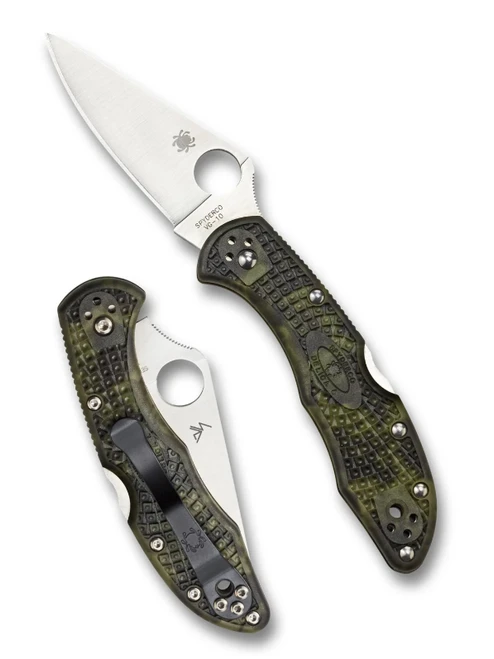 Spyderco Delica 4 Knife Flat Ground Zome Green FRN C11ZFPGR