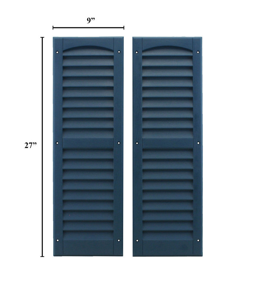 9"x27" Louvered Shutters - Bedford Blue