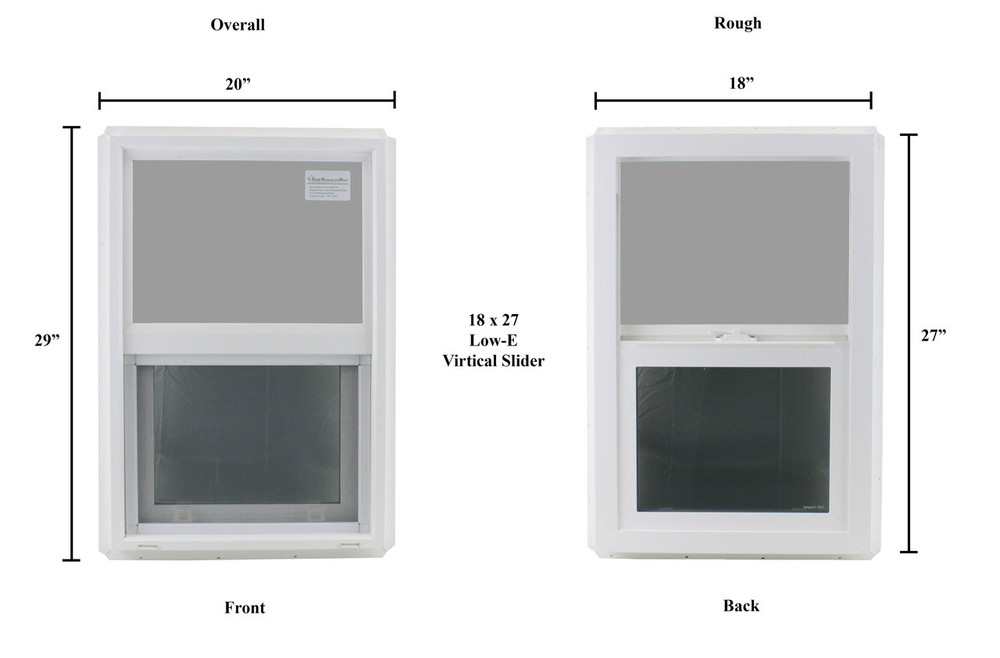 18" x 27" Double Pane Safety/Tempered Glass Low-E PVC Frame