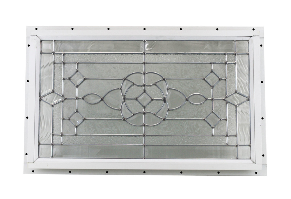 24 x 14 Decorative Cut Glass J-Channel Mount Shed Window