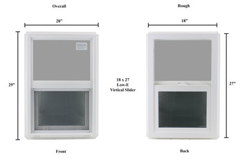 18" x 27" Double Pane Safety/Tempered Glass Low-E PVC Frame