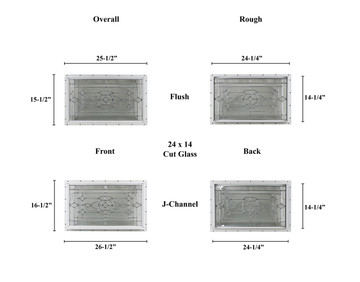 24" x 14" Decorative Cut Glass Window