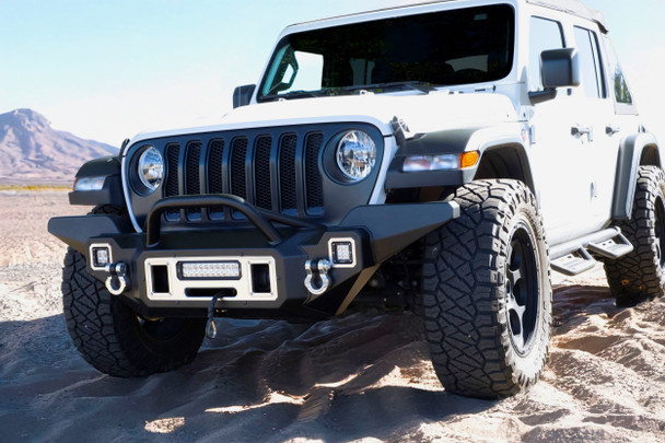 2018 - 2023 Jeep Wrangler Winch Front Bumper - 10" Light Bar Compatible 2018 - 2023 Jeep Wrangler Winch Front Bumper - 10" Light Bar Compatible