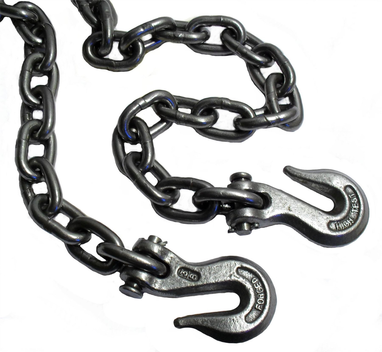 14ft Heavy Duty 3/8'' Tow Towing Chain 2 Clevis Grab Hooks Farm Garage TE148