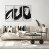 Merging Forward Set of 3 Hand Painted Canvases with Champagne Frames - 152.5 x 102.5 x 4.5cm