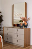 Josephine 6 Drawer Dresser in Walnut & Taupe with Mirror with LED Light