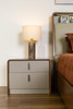 Josephine 2 Drawer Bedside Table in Walnut & Taupe