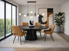 Artiss Black Extension Dining Suite with 4 Artiss Caramel Chairs