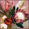 Vibrant Protea I Print on Canvas with Walnut Frame - 82.5 x 82.5 x 4.5cm