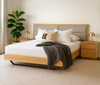 Denmark Extension Bed in Natural Timber with Silver Grey Fabric Bedhead