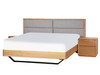 Denmark Extension Bed in Natural Timber with Silver Grey Fabric Bedhead
