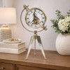 Silver Metal Clock on Tripod Base -14 x 14 x 33cm