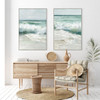 Breaking Waves I & II Prints on Canvas with Washed Natural Frames