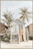 Beach Hut I Print on Canvas with Washed Natural Frame - 82.5 x 122.5 x 4.5cm