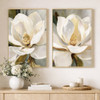 Cream Magnolia I & II Prints on Canvas with Champagne Frames