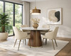 Melody Round Dining Table with Walnut Base with Melody Beige Chairs