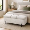 Louisa Bed Bench in Oatmeal Fabric with Dove Grey Piping