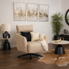 Tuscany Swivel Armchair Upholstered in Genuine Leather in Soft Sand Colour