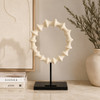 Ivory Ring Sculpture on Black Marble Base - 22 x 8 x 24cm