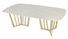 Rome White Stone Coffee Table with Polished Gold Base