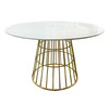 Cycle Dining Table with White Stone Top & Gold Base