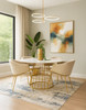 Cycle Dining Table with White Stone Top & Gold Base with Tess Champagne Chairs