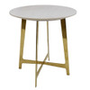 Rome White Stone Lamp Table with Polished Gold Base