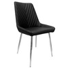 Lucy Black Dining Chair with Polished Silver Legs