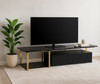 Rome Black Stone Entertainment Unit with Polished Gold Frame