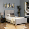 Romeo King Single Bed in Grey Fabric with Silver Legs