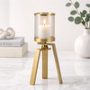 Tripod Brushed Gold Metal Candleholder - 10 x 10 x 40cm