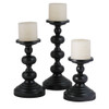 Jet Black Metal Candle Holders