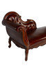 Edward Classical French Chaise in Burgundy Leather with Hand Carved Timber Frame