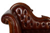 Edward Classical French Chaise in Burgundy Leather with Hand Carved Timber Frame