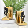 Thinking Gold Metal & Black Resin Bookends