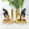 Thinking Gold Metal & Black Resin Bookends