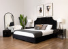 London Bed Upholstered in Black Velvet with Stainless Steel Trims