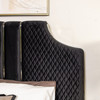 London Bed Upholstered in Black Velvet with Stainless Steel Trims