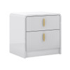 Yvonne 2 Drawer Bedside in White & Gold