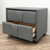 Teddy 2 Drawer Bedside with Grey PU Upholstery