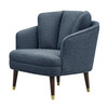 Snug Armchair in Blue Fabric Upholstery