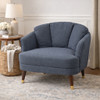 Snug Armchair in Blue Fabric Upholstery
