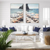 At The Beach I & II Canvas Prints with Washed Natural Frames