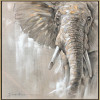 Regal Elephant Hand Painted Oil on Canvas with Natural Frame - 102 x 102cm
