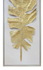 Golden Leaf I Hand Painted Artwork with Champagne Frame - 42.5 x 122.5 x 4.5cm